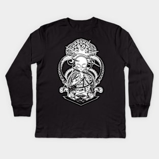 The alien Buddha - Black version Kids Long Sleeve T-Shirt